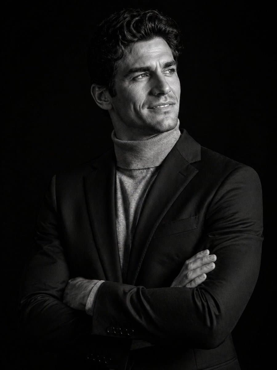 Cinematic Black and White Studio Portrait