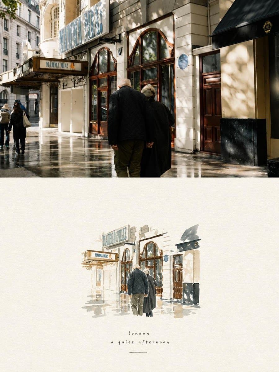 Photo to Watercolor Travel Split