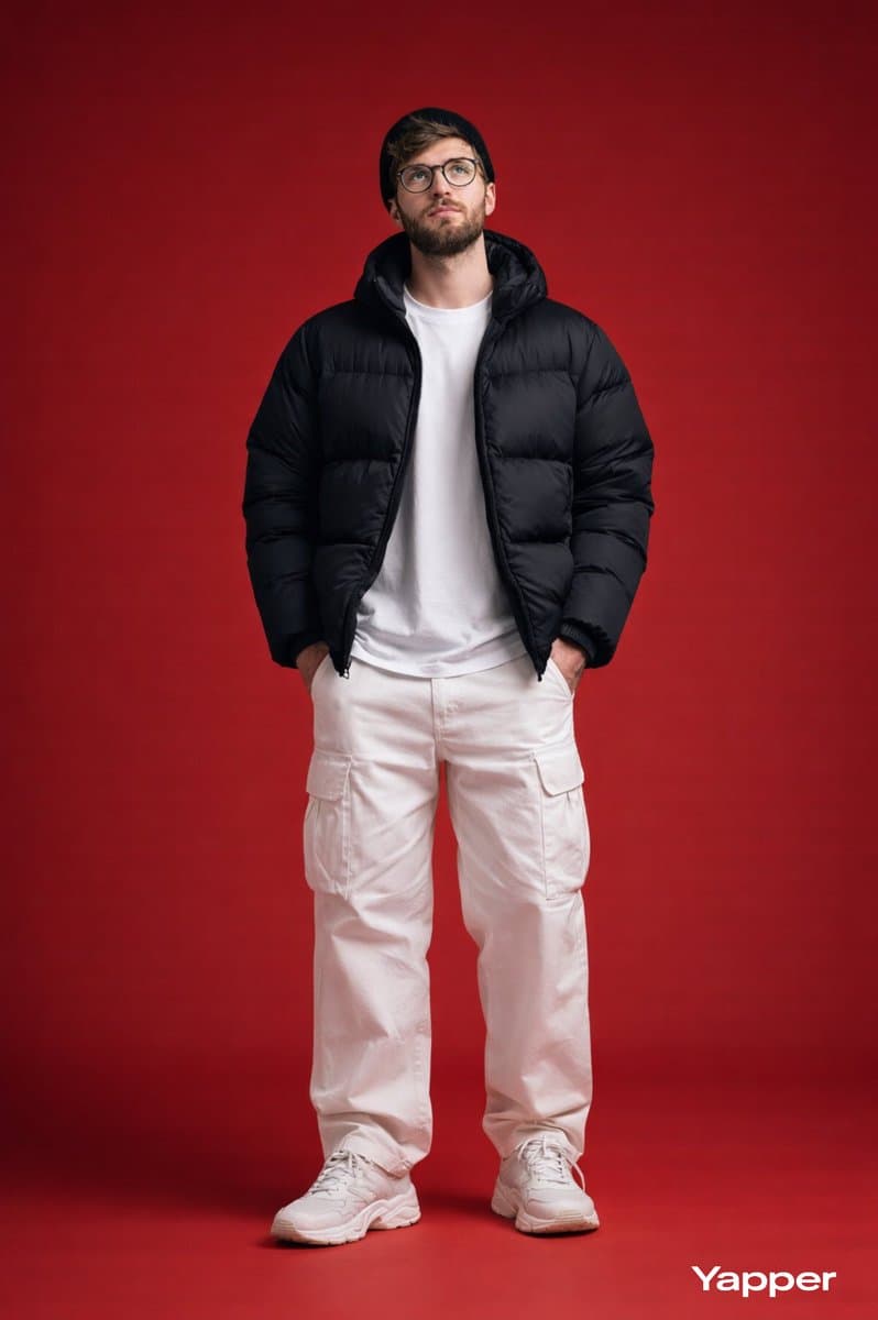 Streetwear Portrait on Red Background