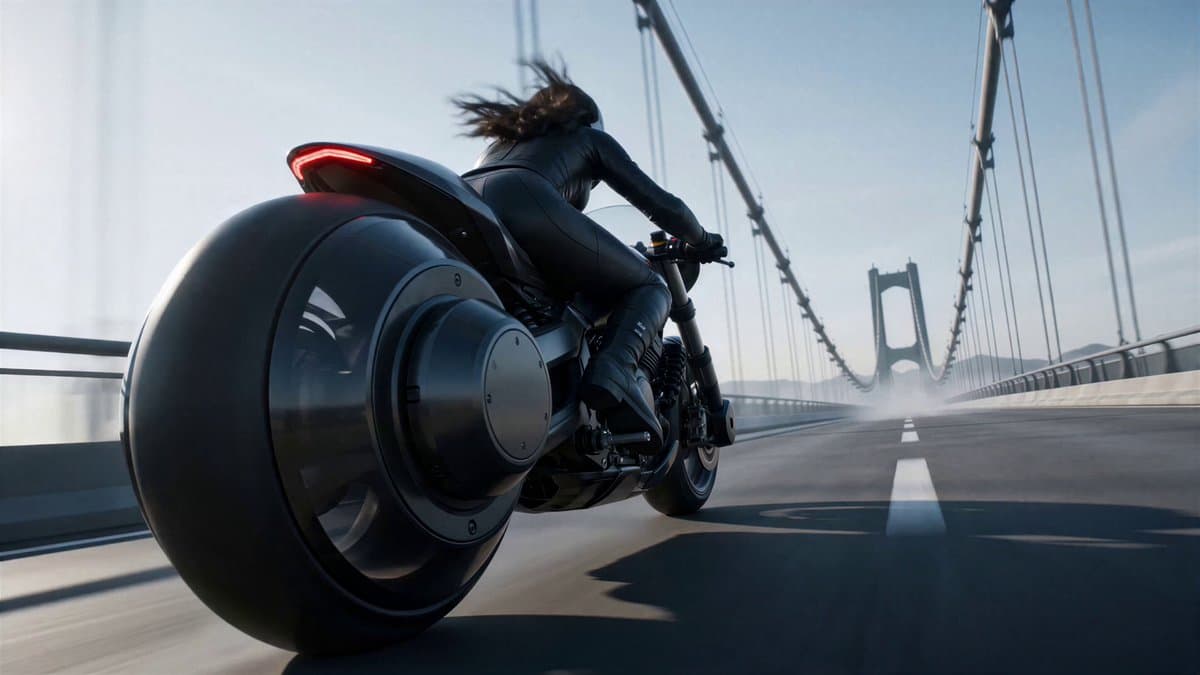 Futuristic Motorcycle Courier Action