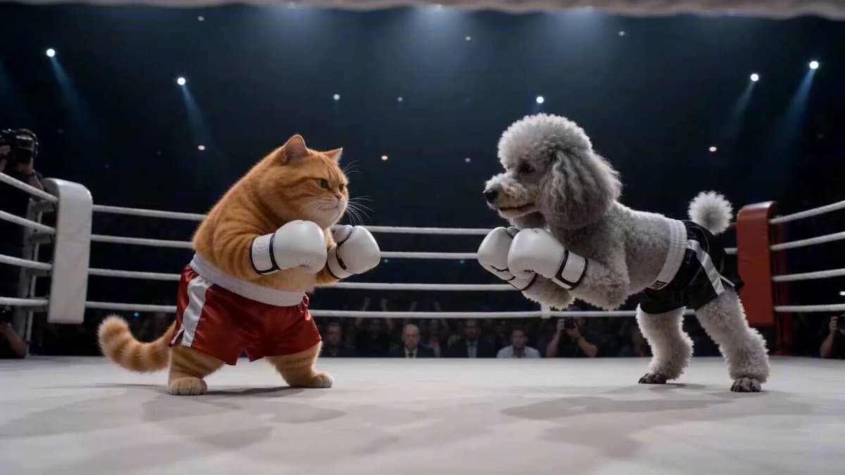 Epic Boxing Match: Cat vs. Poodle
