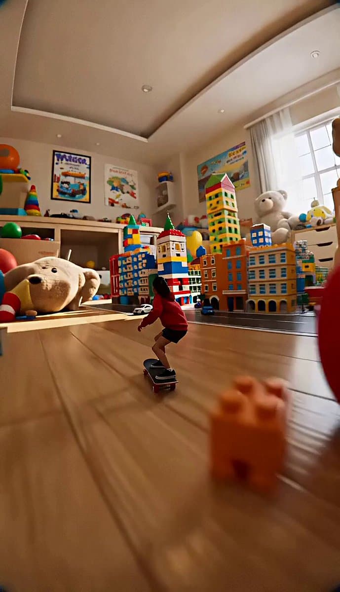 Miniature Skateboard Chase Scene