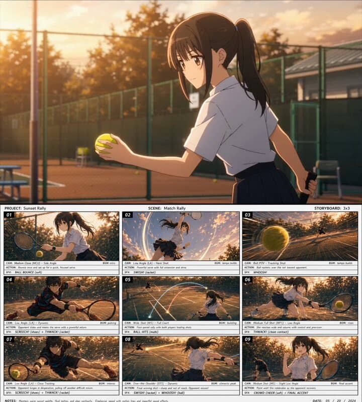 Cinematic Anime Tennis Match Video