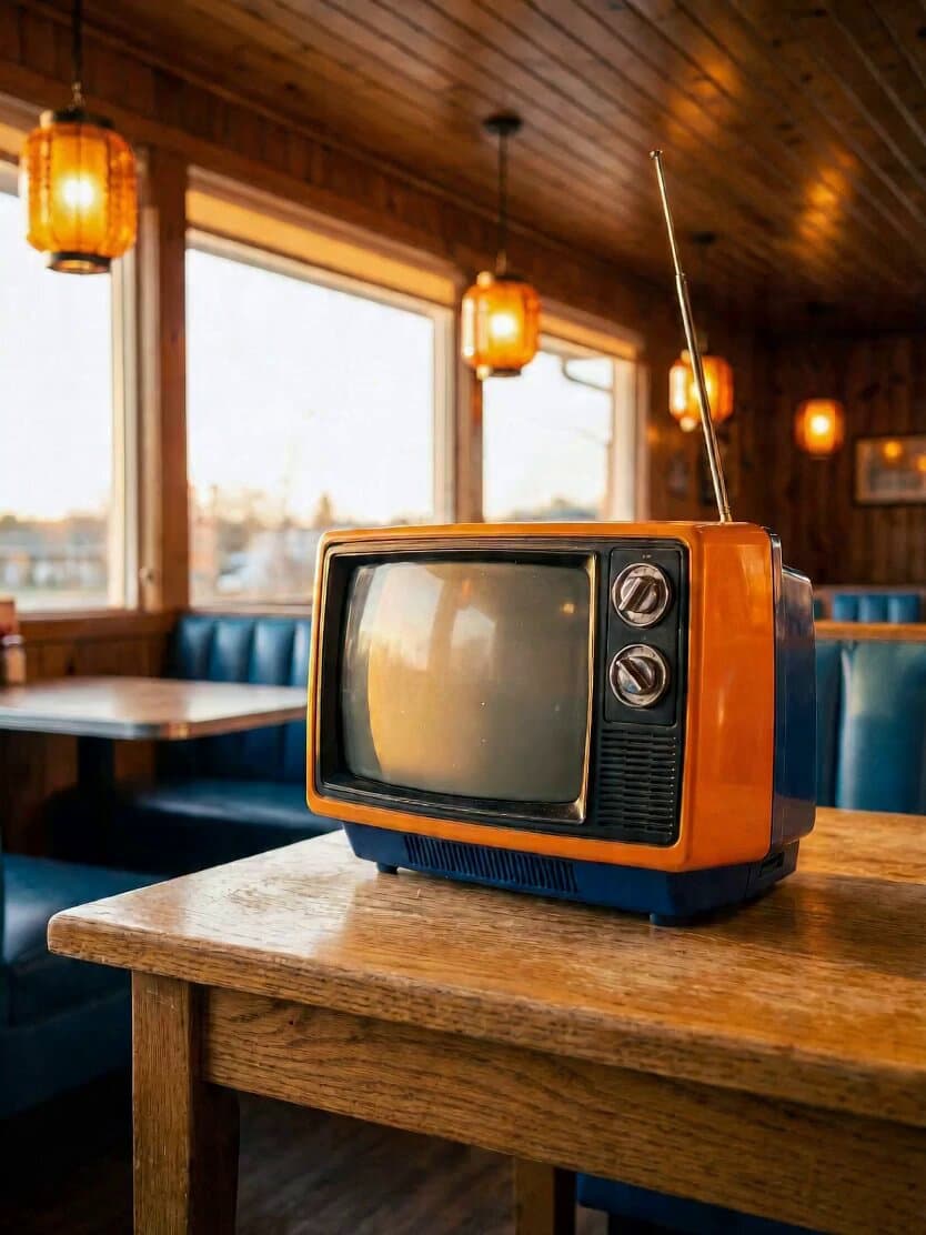Technical animation of a levitating, exploding vintage television