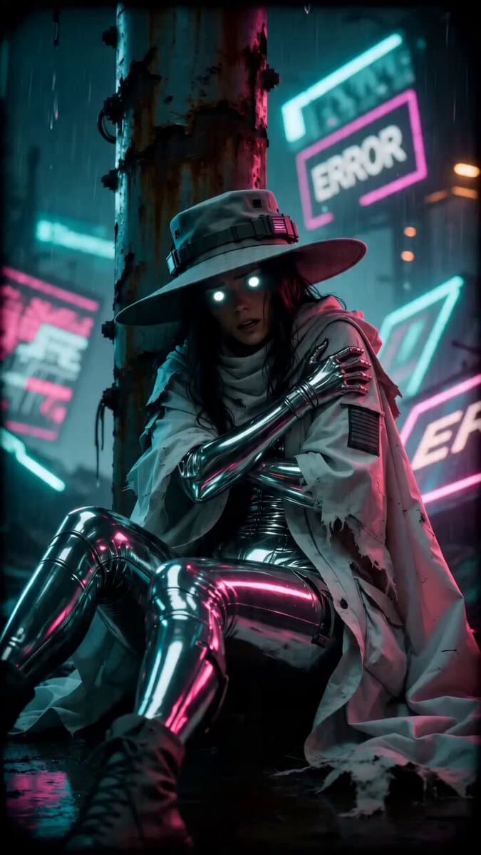 Cyber-Noir Glitch Transformation Sequence