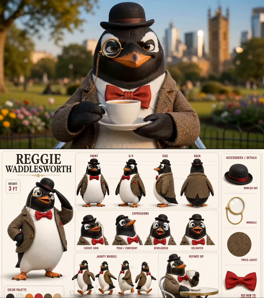 Dapper Penguin Morning Coffee