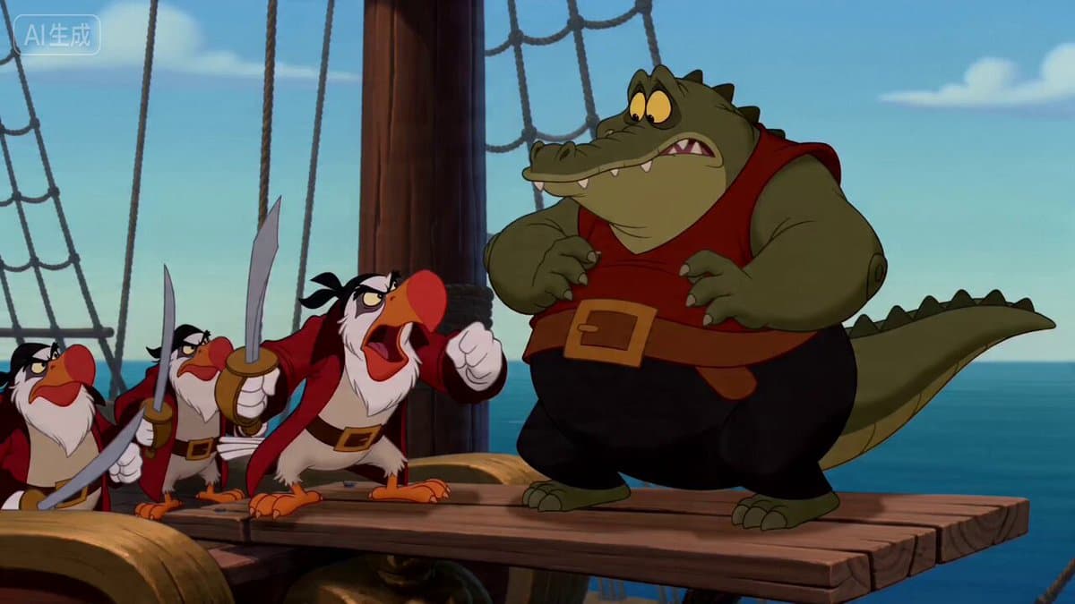 Vintage Disney Style Pirate Crocodile Animation