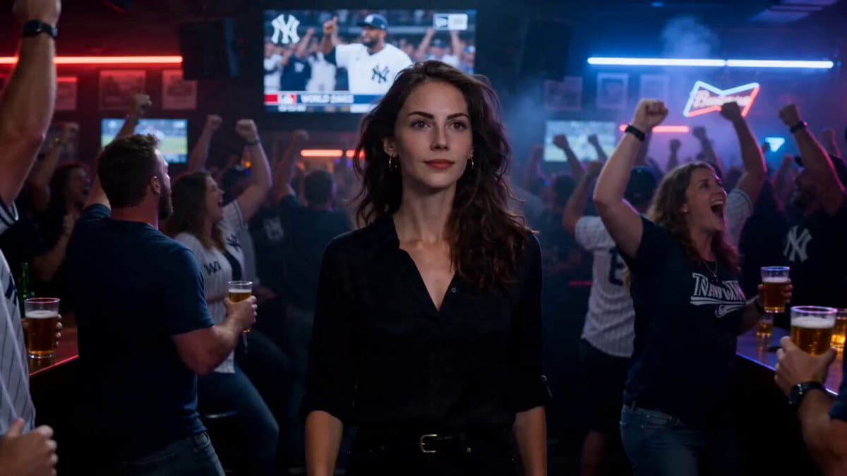 Cinematic Time-Freeze Sports Bar Scene