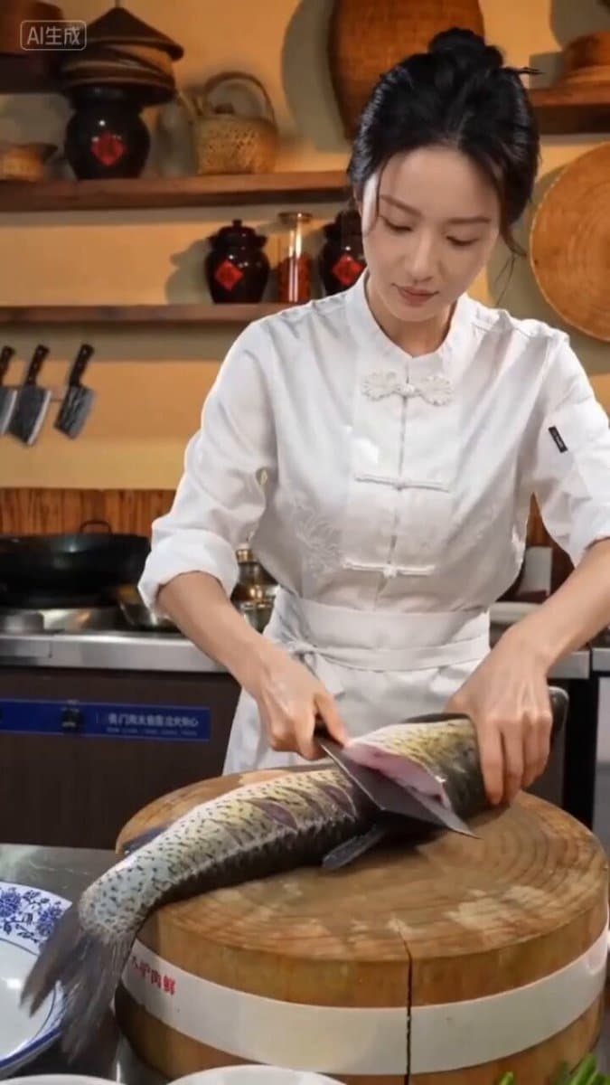 Seedance 2.0 Prompt for Beautiful Chef Cooking Sour Fish Soup