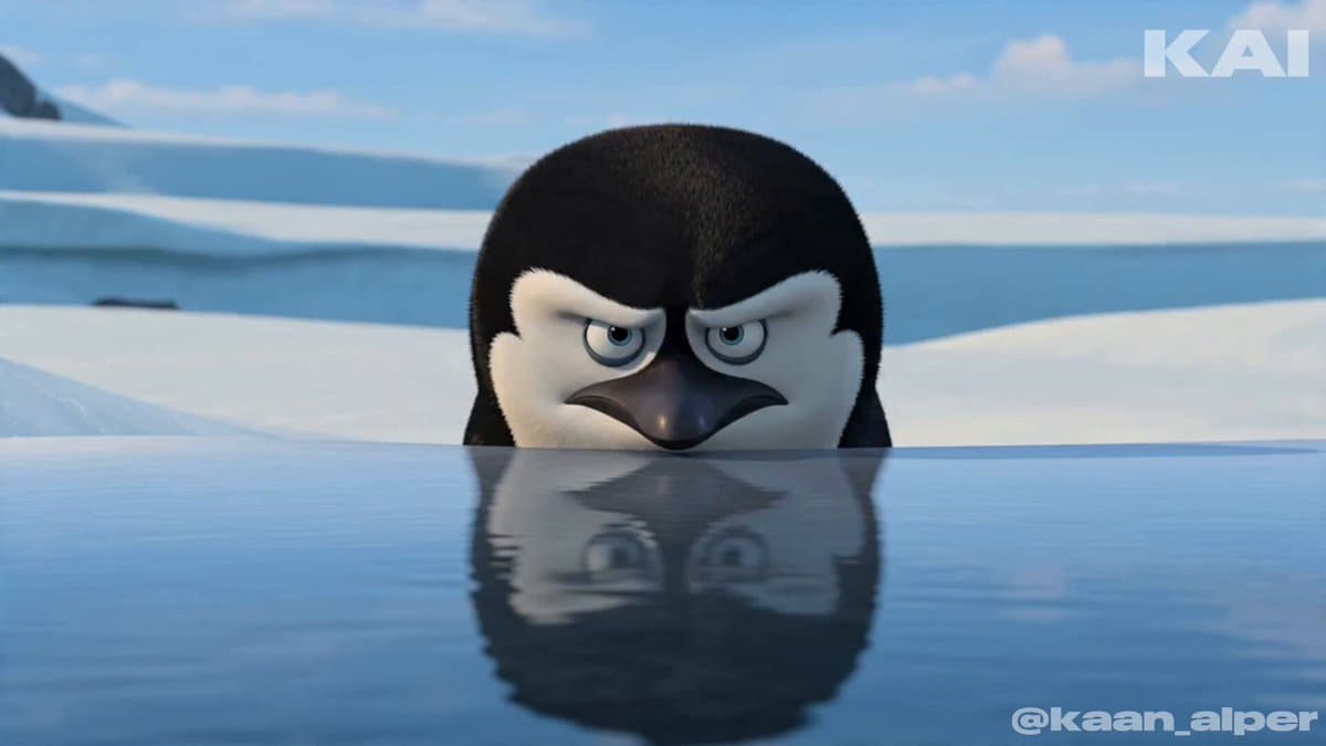 Animated Penguin Winter Slide Prompt