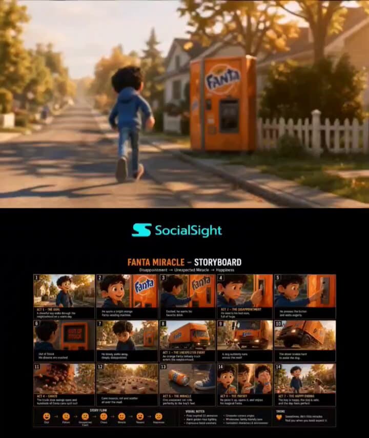 Pixar-Style Boy and Fanta Machine Story