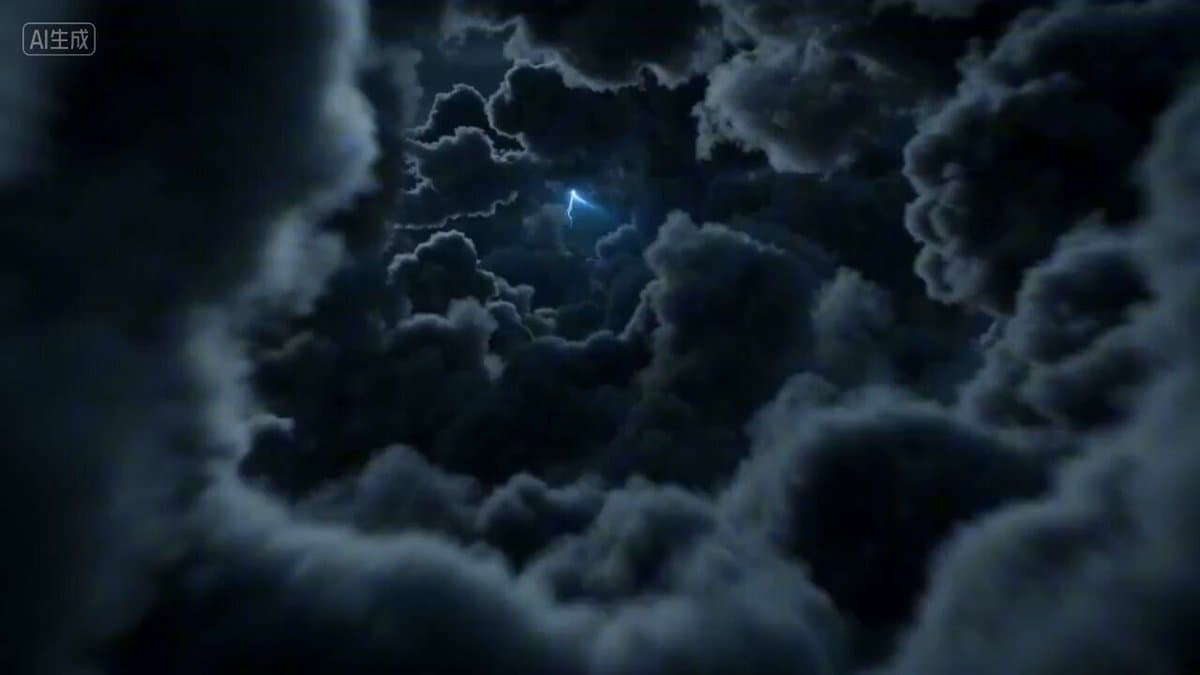 First-person POV of a lightning strike descent
