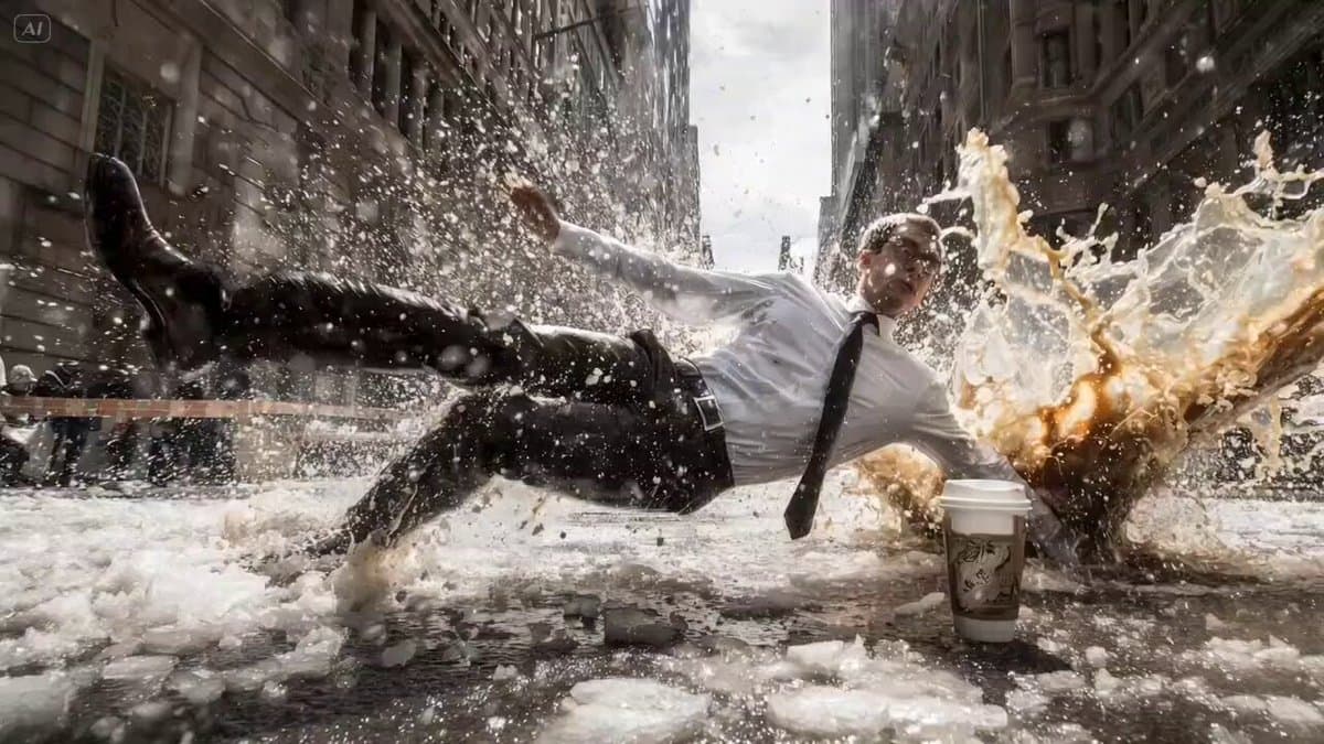 Bullet Time Falling Businessman