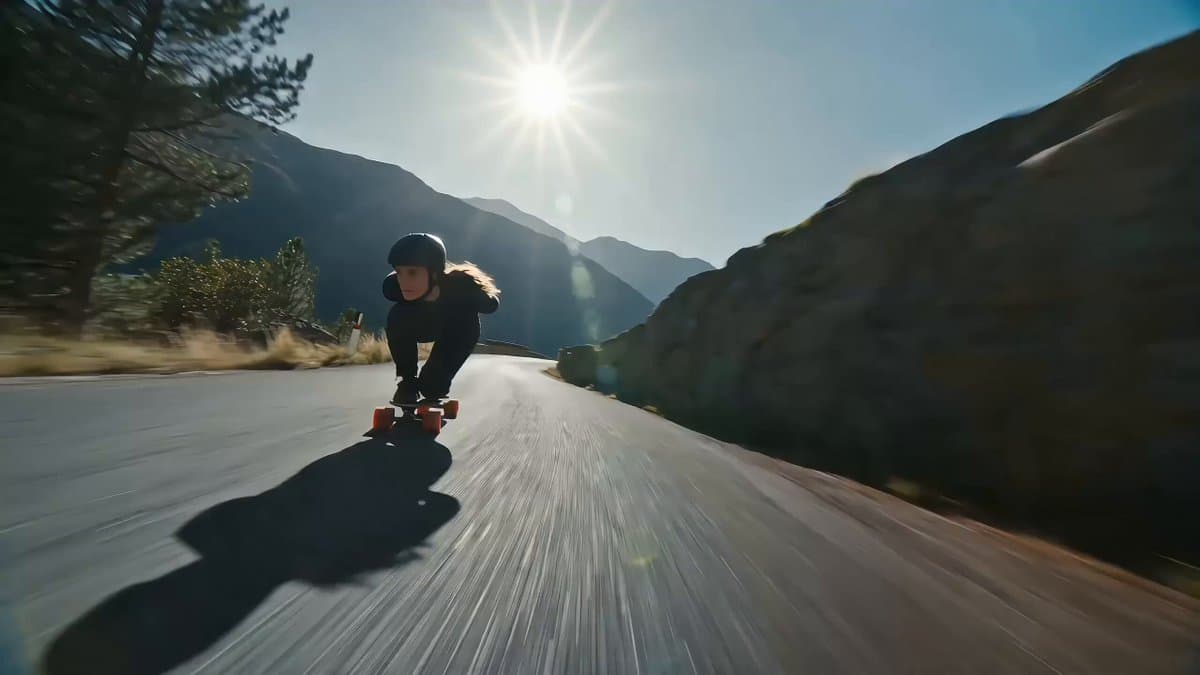 Downhill Longboarder Shadow Dance Sequence