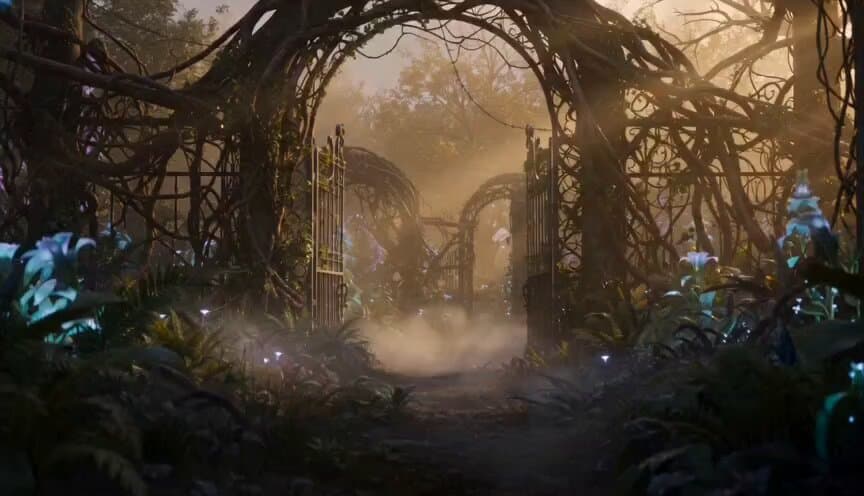 Exploration Robot in Bio-luminescent Garden Prompt