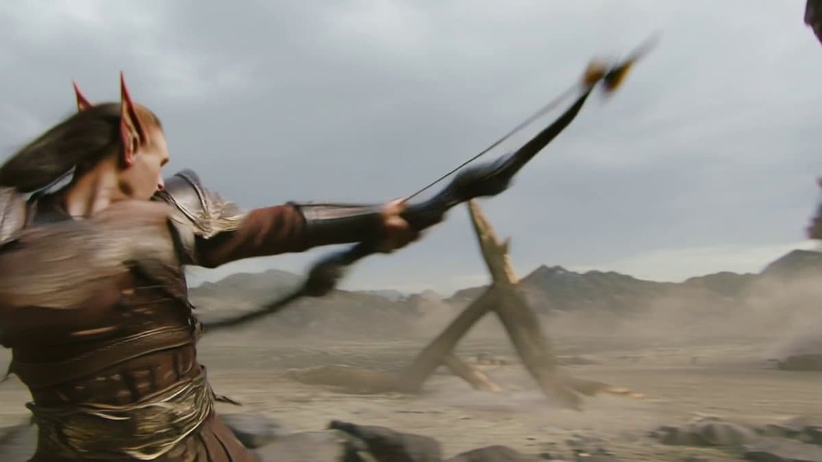 Elven Archer vs. Towering Brute Battle Scene Prompt