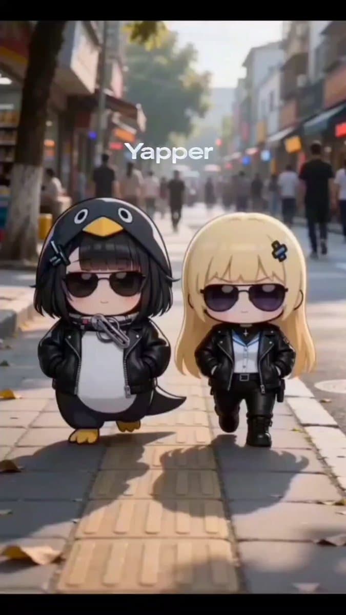 Chibi Girls Walking with Swagger in City Video