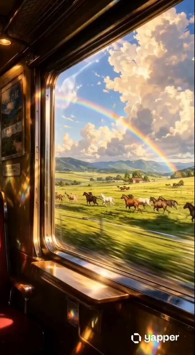 Vintage Train Carriage with Galloping Horses