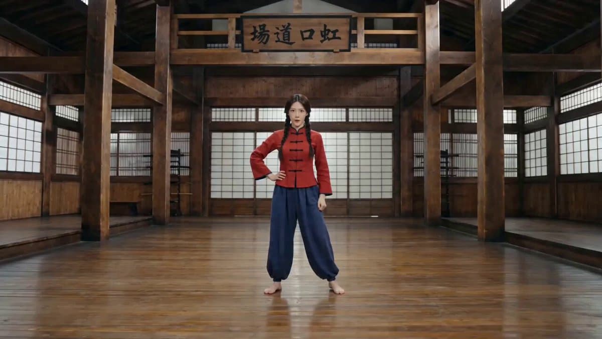 Martial Arts Fight Scene in a Japanese Dojo