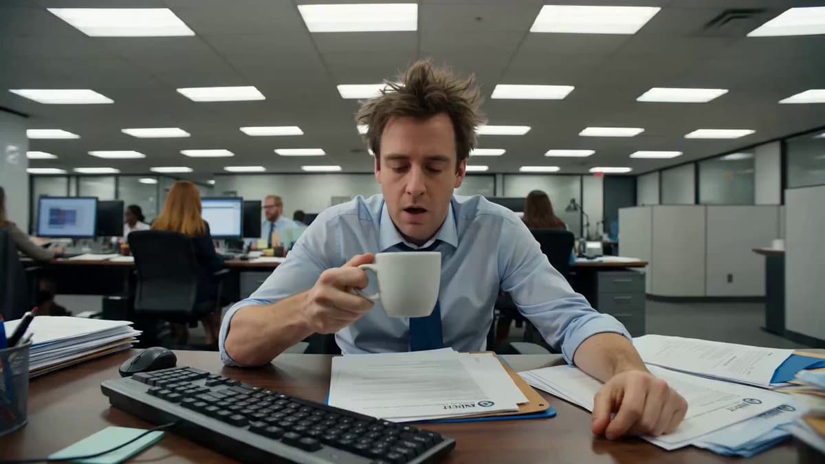 Office Coffee Break Gone Wrong Horror Video Prompt