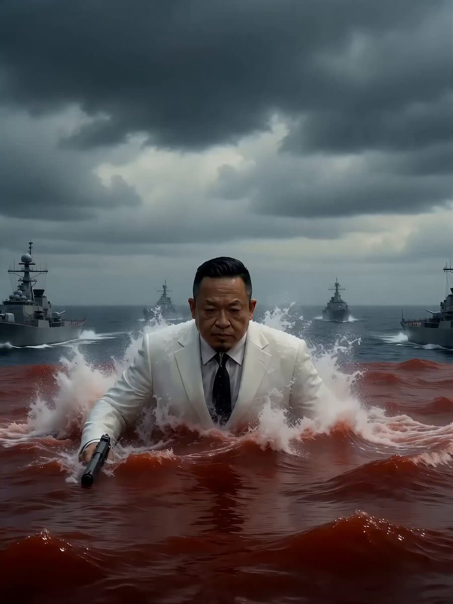 Seedance 2.0 Video Prompt: Giant Asian Man Destroying Warships