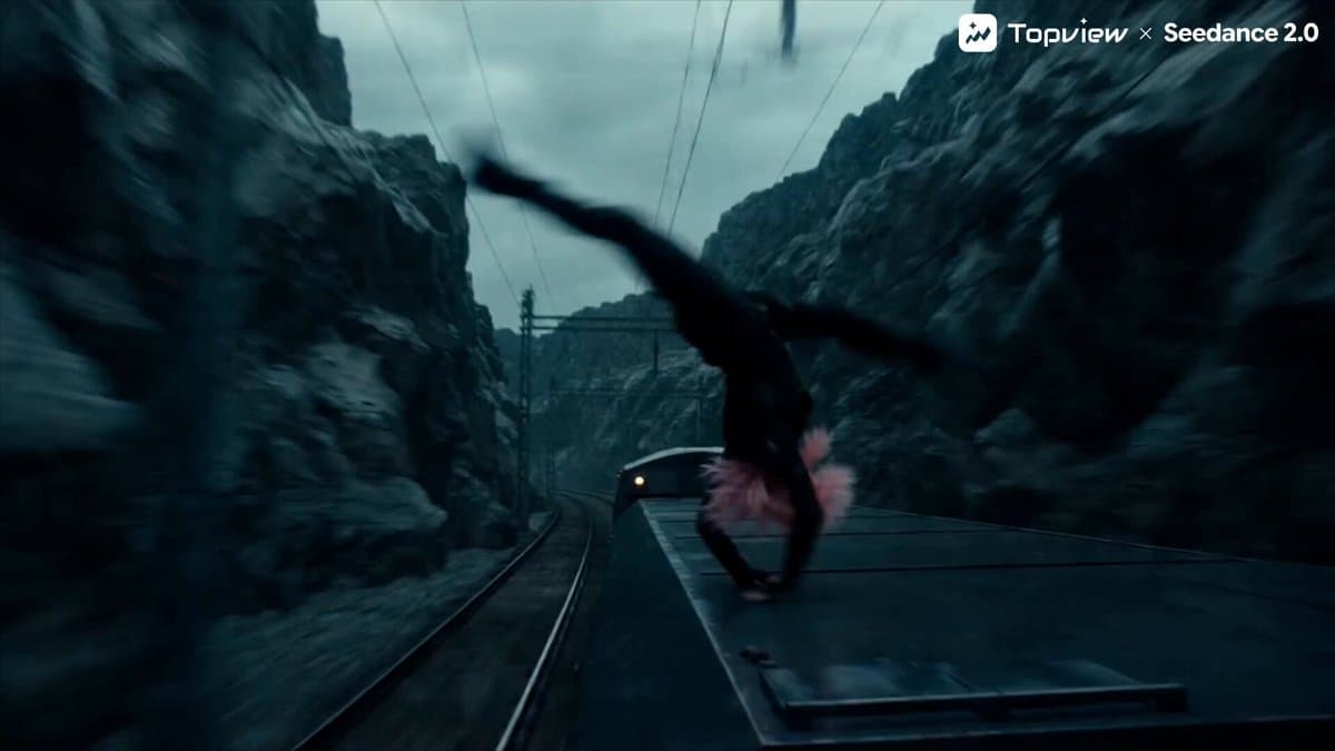 Sci-Fi Action Scene on a Moving Train