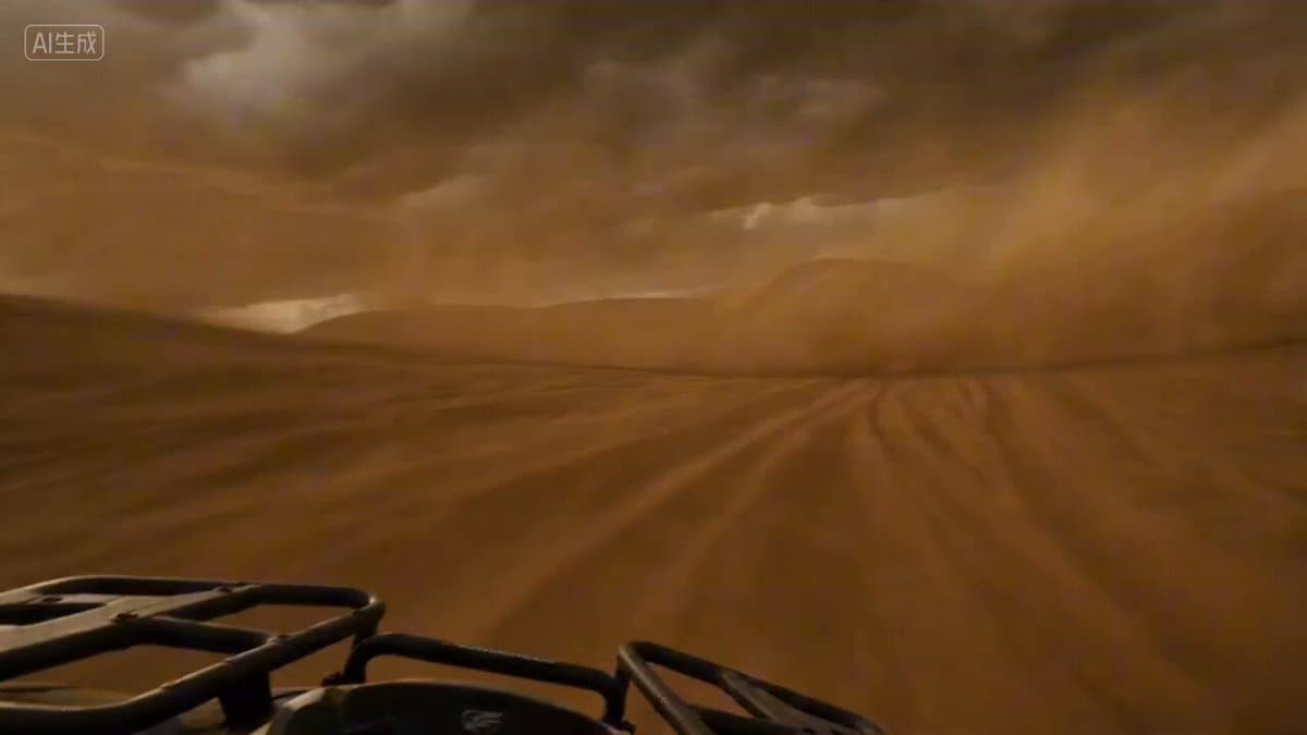 Seedance 2.0 Prompt: ATV Racing in a Desert Sandstorm