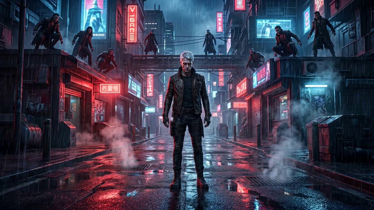 Cinematic vampire alley fight sequence