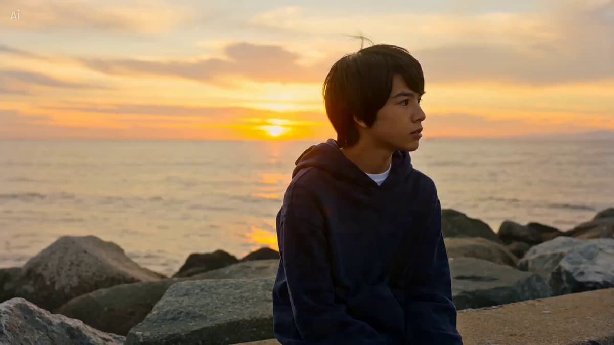 Cinematic Beach Sunset Scene