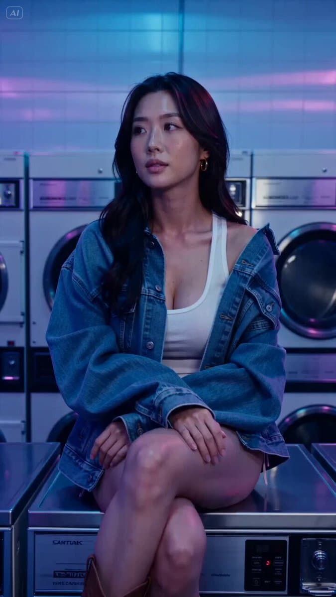 Neon Laundromat Rhythm Cinema Prompt