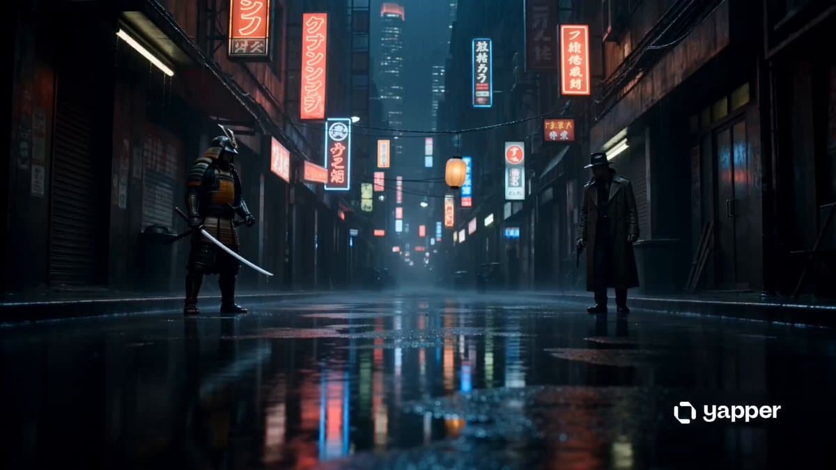 Cyberpunk Samurai vs Gunman Standoff