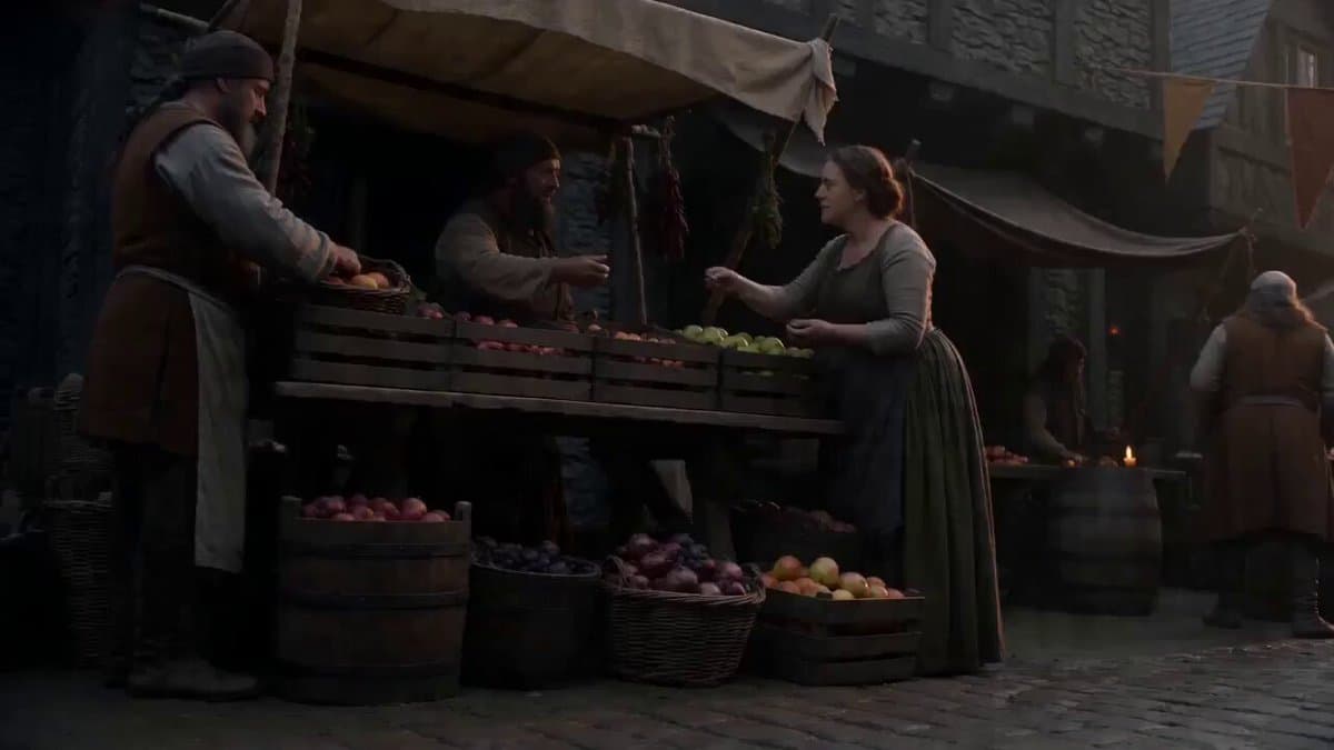 Motivated Continuous Camera Movement in Medieval Market Video Prompt