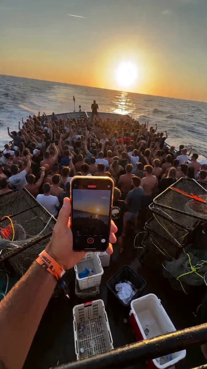 Fishing Boat Crowd POV Video Prompt
