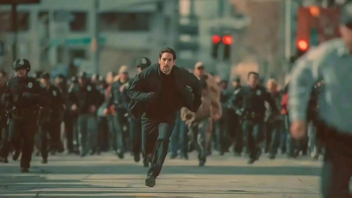 Man Fleeing Police in Urban Chase Scene