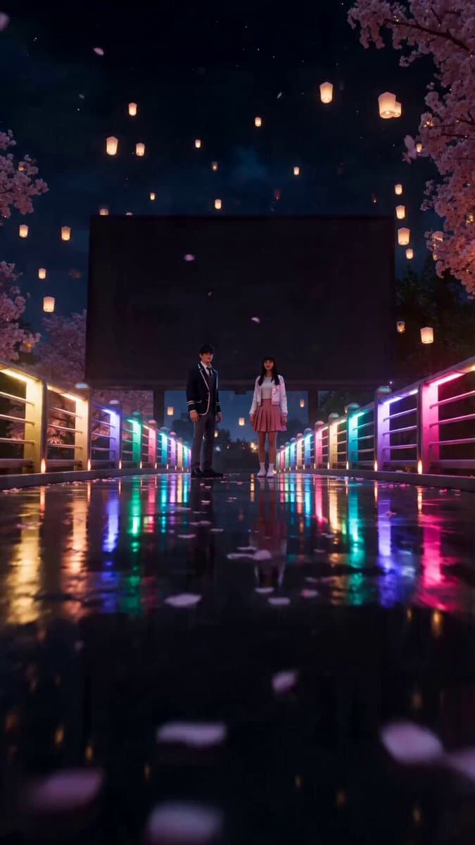 Cyberpunk Romance Scene: School Anniversary Night