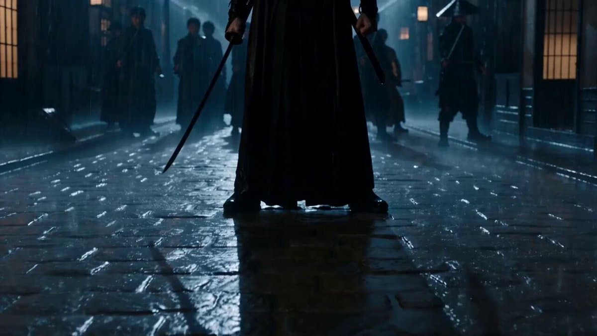 Swordsman in Heavy Rain