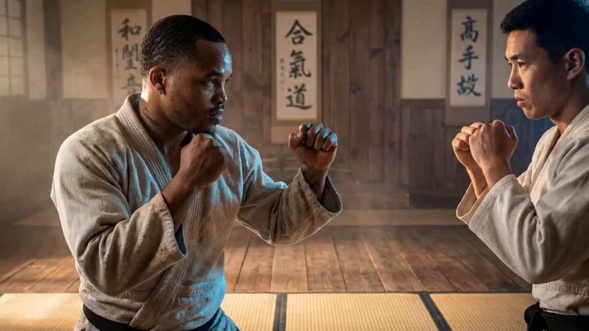 AI Dojo Fight Scene with Dimensional Style Shifts