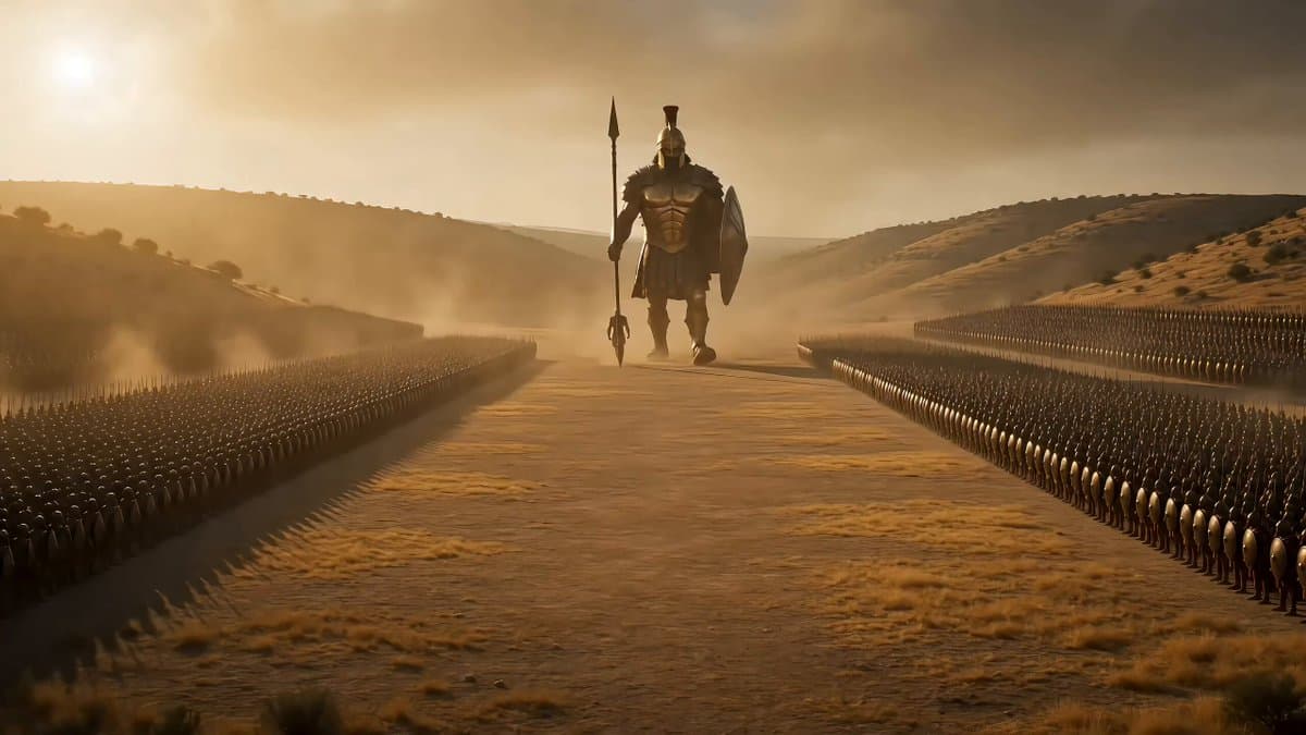Seedance 2.0 Biblical Combat Epic Prompt (David vs. Goliath)
