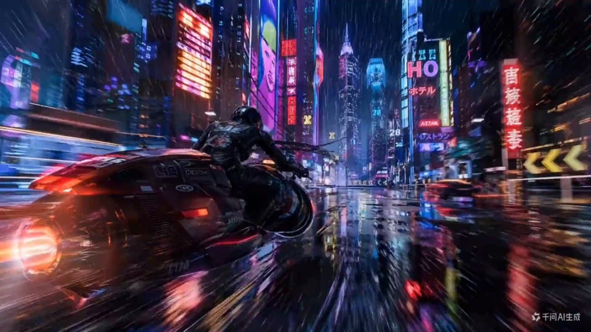 Cyberpunk Cyber-Manga Motorcycle Chase Prompt