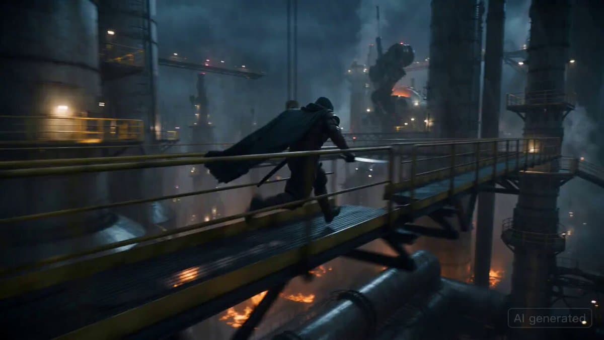 Ronin vs. Mechanical Beast Cinematic Prompt