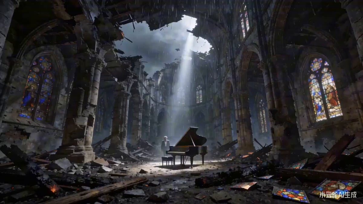 The Pianist and the Ruins (Time Reversal)