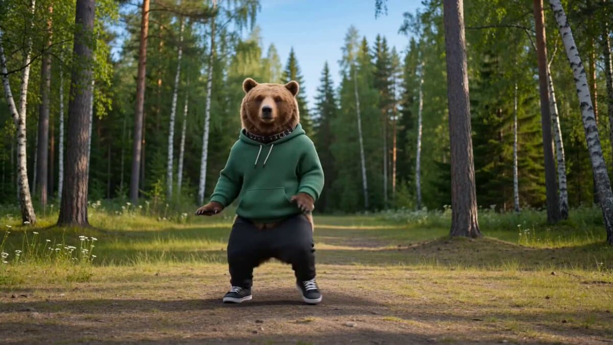 Animated Dancing Bear in Streetwear