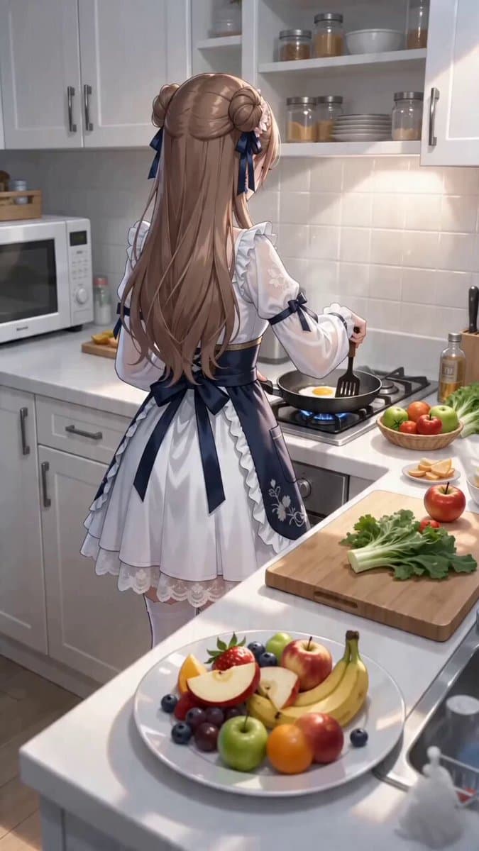First-Person POV Kitchen Scene with Dialogue