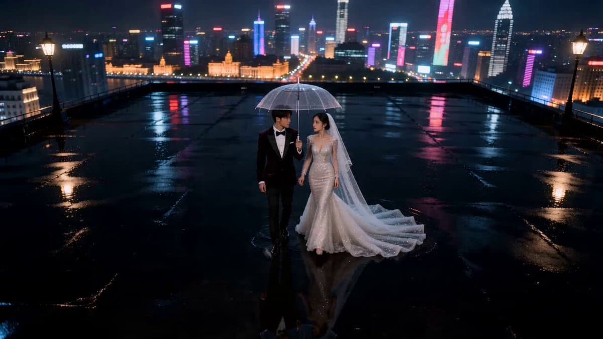 Seedance 2.0 AI Wedding Video Prompt: Cinematic Night Scene