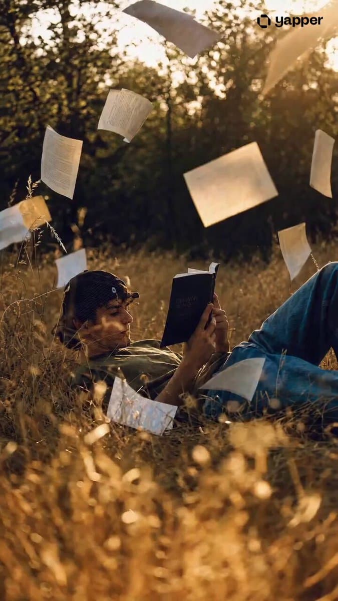 Cinematic Slow Orbit Man Reading Prompt