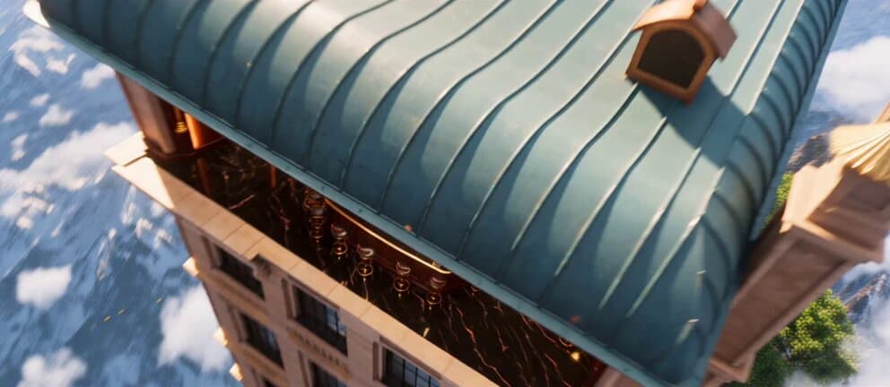 Coffee Shop Cinematic Aerial Descent