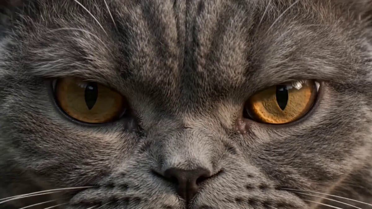 Ultra-realistic martial arts choreography between a cat and a master