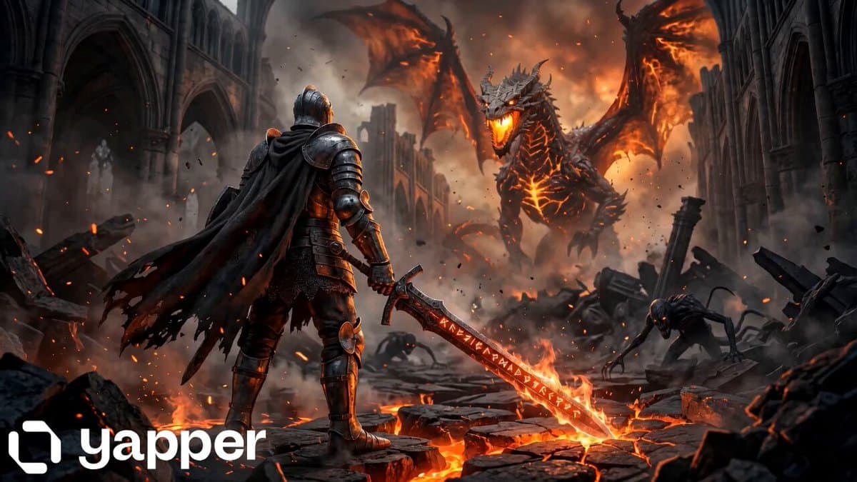 Knight vs Dragon Dark Fantasy Battle