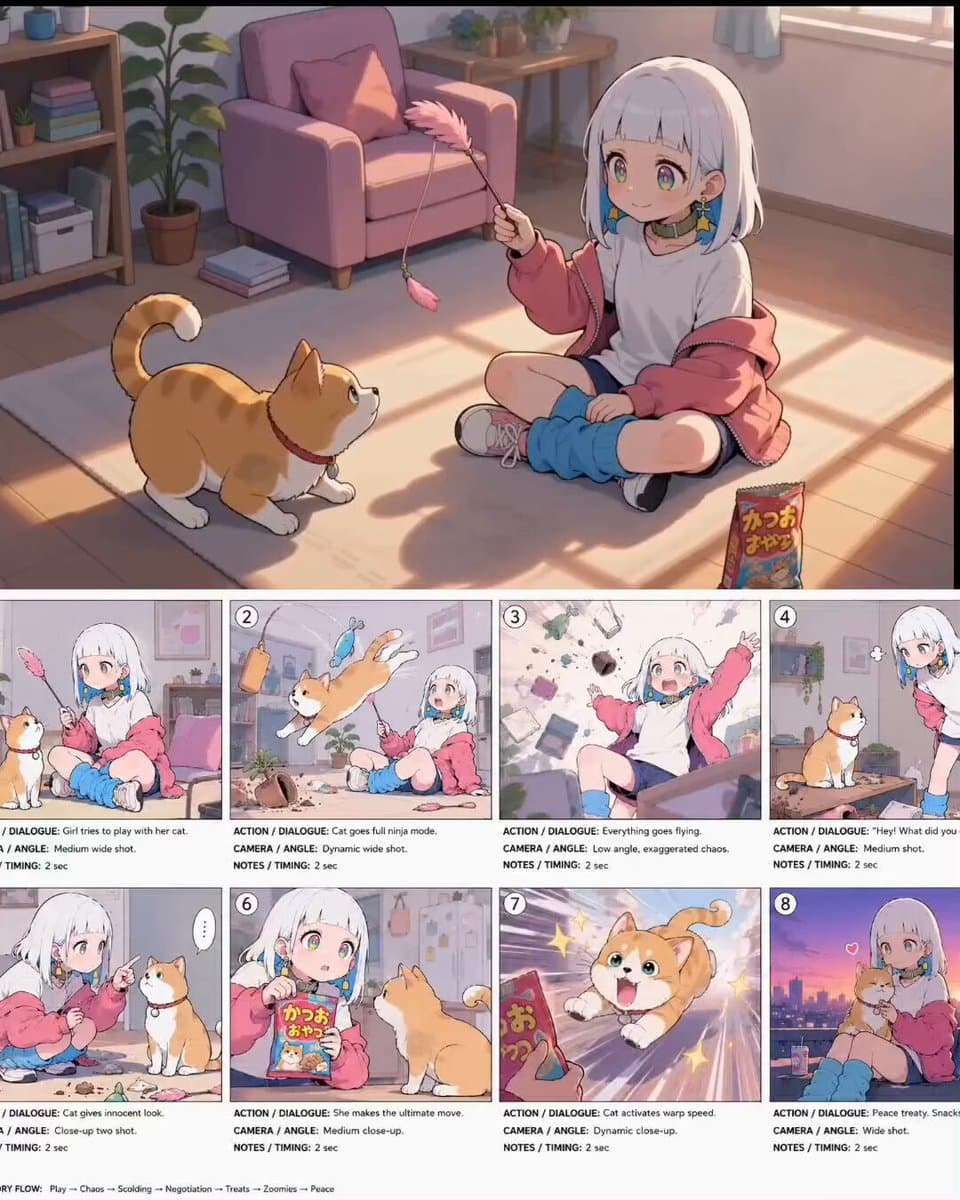 Anime Comedy Chaos Video Prompt
