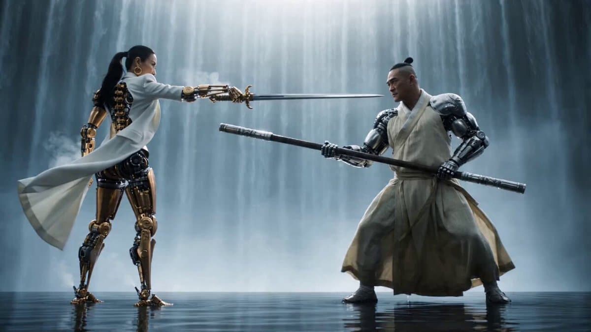 Xu Ke Style Cyber Wuxia Duel: Mechanical Limbs vs. Hanfu